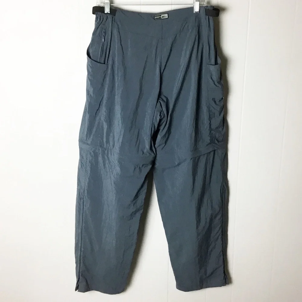 REI Men's Cargo Convertible Pants Belted Nylon Hiking Trail Gray Size L Gray